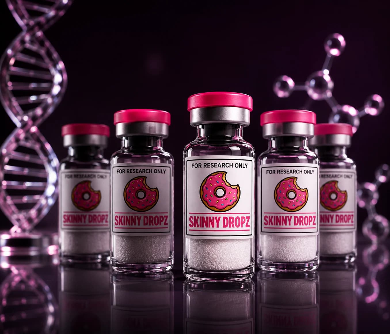 SkinnyDropz research products in a premium laboratory setting